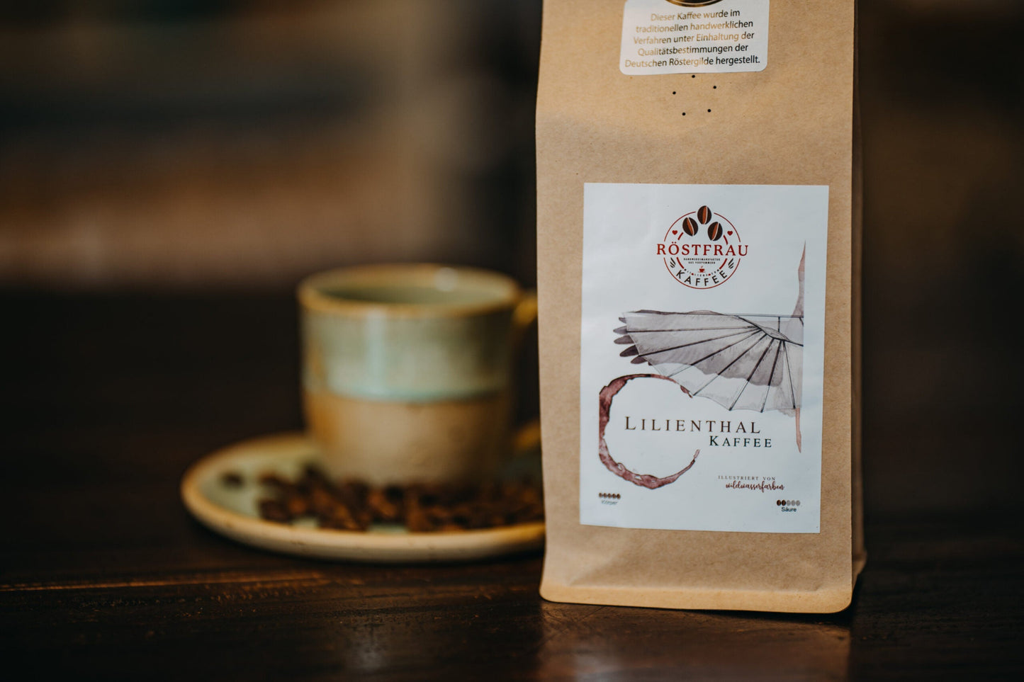 250g Bohne, Kraftpapierbeutel, Lilienthalkaffee, Arabicakaffee, Anklam